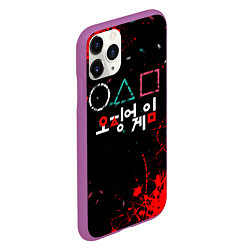 Чехол iPhone 11 Pro матовый Игра в кальмара брызги крови, цвет: 3D-фиолетовый — фото 2