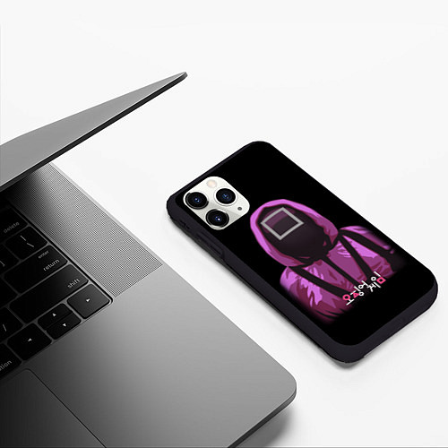 Чехол iPhone 11 Pro матовый Squid Game Square Guy / 3D-Черный – фото 3