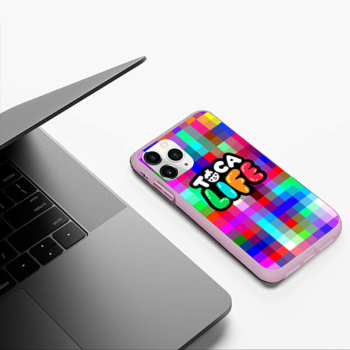 Чехол iPhone 11 Pro матовый Toca Life: Pixels / 3D-Розовый – фото 3