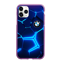 Чехол iPhone 11 Pro матовый BMW LOGO 3Д ПЛИТЫ ГЕОМЕТРИЯ, цвет: 3D-фиолетовый