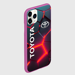 Чехол iPhone 11 Pro матовый TOYOTA 3D NEON ТОЙОТА 3Д ПЛИТЫ НЕОН, цвет: 3D-фиолетовый — фото 2