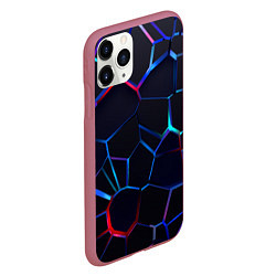 Чехол iPhone 11 Pro матовый Неоновые 3D плиты Неоновые плиты, цвет: 3D-малиновый — фото 2