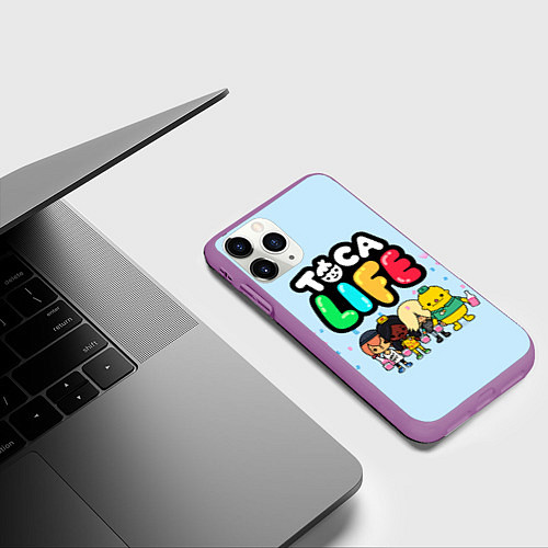 Чехол iPhone 11 Pro матовый Toca Life: Logo / 3D-Фиолетовый – фото 3