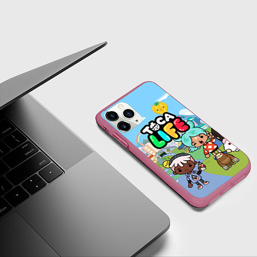 Чехол iPhone 11 Pro матовый Toca Life / 3D-Малиновый – фото 3