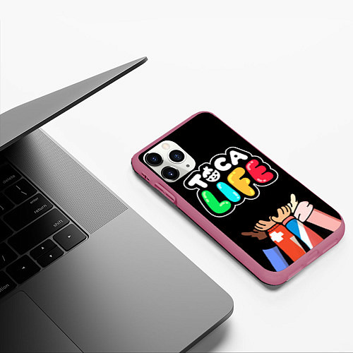 Чехол iPhone 11 Pro матовый Toca Life: Friends / 3D-Малиновый – фото 3