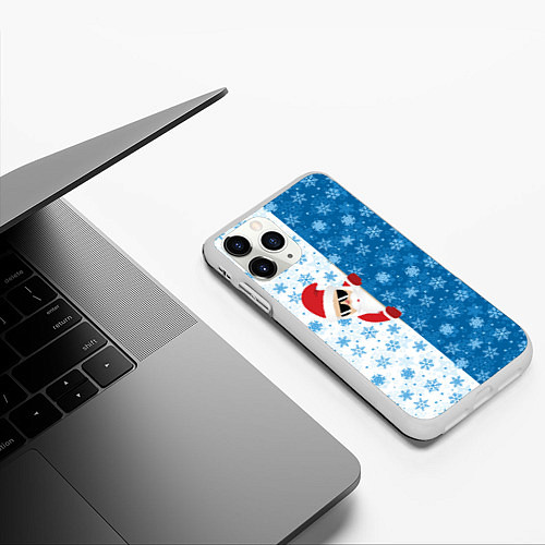 Чехол iPhone 11 Pro матовый С Новым Годом дед мороз / 3D-Белый – фото 3