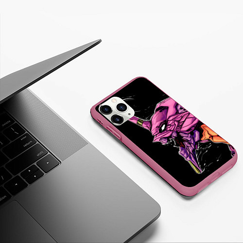 Чехол iPhone 11 Pro матовый Evangelion Eva 01 / 3D-Малиновый – фото 3