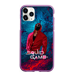 Чехол iPhone 11 Pro матовый Сериал Squid game Игра в кальмара, цвет: 3D-фиолетовый