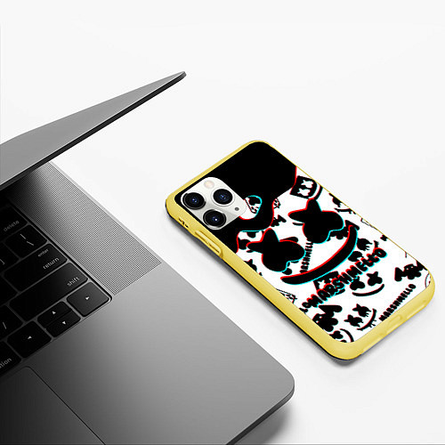 Чехол iPhone 11 Pro матовый MARSHMELLO GLITCH / 3D-Желтый – фото 3