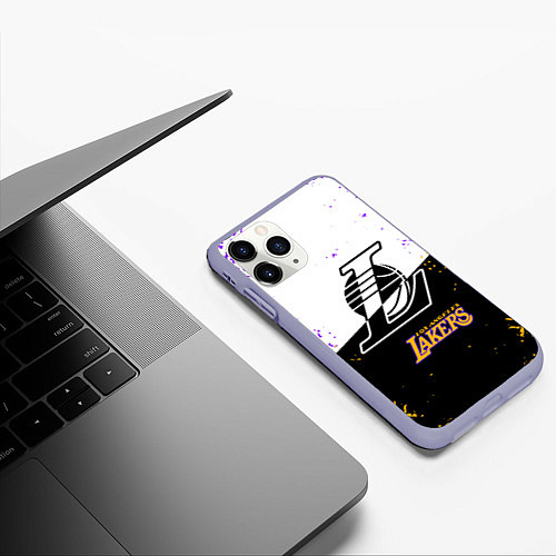 Чехол iPhone 11 Pro матовый Коби Брайант Los Angeles Lakers, / 3D-Светло-сиреневый – фото 3