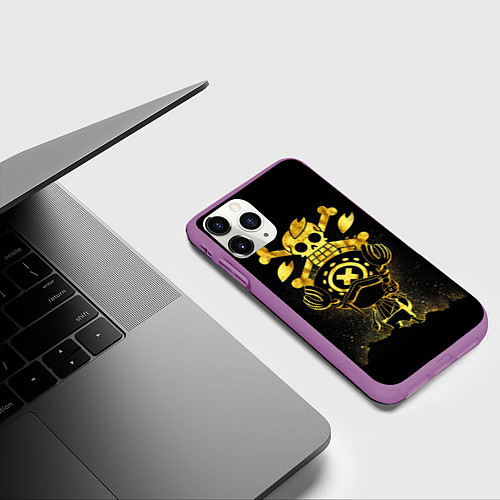 Чехол iPhone 11 Pro матовый ONE PIECE ВАН ПИС GOLDEN / 3D-Фиолетовый – фото 3