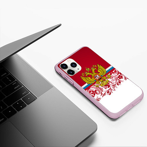 Чехол iPhone 11 Pro матовый Российский герб / 3D-Розовый – фото 3