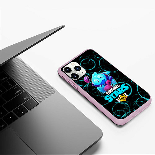 Чехол iPhone 11 Pro матовый Brawl Stars Сквик Squeak / 3D-Розовый – фото 3