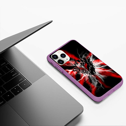 Чехол iPhone 11 Pro матовый Berserk разряд молнии / 3D-Фиолетовый – фото 3