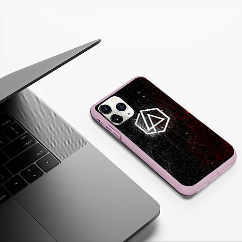 Чехол iPhone 11 Pro матовый Linkin Park Logo Линкин Парк / 3D-Розовый – фото 3