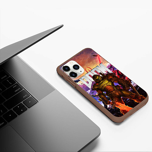 Чехол iPhone 11 Pro матовый DOOM ETERNAL ДУМ БИТВА В АДУ / 3D-Коричневый – фото 3