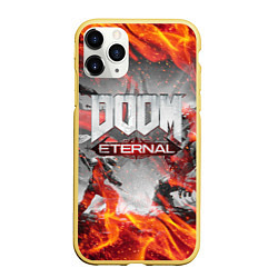 Чехол iPhone 11 Pro матовый DOOM ETERNAL ДУМ ПАЛАЧ РОКА В ОГНЕ, цвет: 3D-желтый