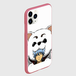 Чехол iPhone 11 Pro матовый Гинтоки Саката и песик Гинтама, цвет: 3D-малиновый — фото 2