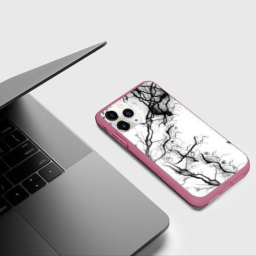 Чехол iPhone 11 Pro матовый Нейронные связи / 3D-Малиновый – фото 3