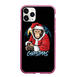 Чехол iPhone 11 Pro матовый CHRISTMAS обезьяна, цвет: 3D-малиновый