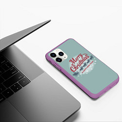 Чехол iPhone 11 Pro матовый Merry Christmas хо-хо-хо, цвет: 3D-фиолетовый — фото 2