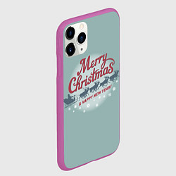 Чехол iPhone 11 Pro матовый Merry Christmas хо-хо-хо, цвет: 3D-фиолетовый — фото 2