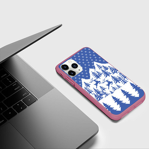 Чехол iPhone 11 Pro матовый Горные Олени / 3D-Малиновый – фото 3