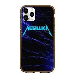 Чехол iPhone 11 Pro матовый METALLICA BLUE FLASH МЕТАЛЛИКА СИНИЕ МОЛНИИ, цвет: 3D-коричневый