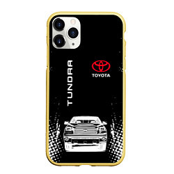 Чехол iPhone 11 Pro матовый Toyota Tundra Следы шин, цвет: 3D-желтый