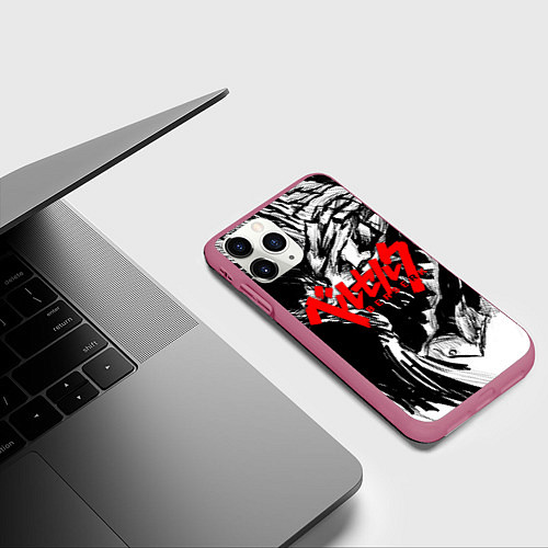 Чехол iPhone 11 Pro матовый БЕРСЕРК РИСУНОК BERSERK / 3D-Малиновый – фото 3
