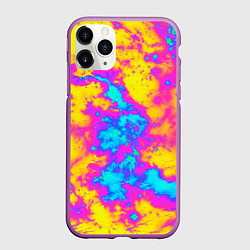Чехол iPhone 11 Pro матовый Яркая абстракция космических красок, цвет: 3D-фиолетовый