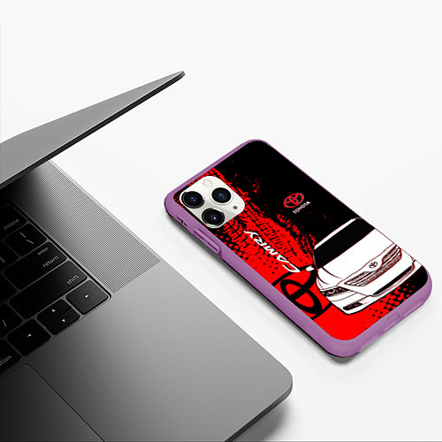 Чехол iPhone 11 Pro матовый Camry Toyota glitch / 3D-Фиолетовый – фото 3