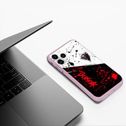 Чехол iPhone 11 Pro матовый Berserk: Черная маска, цвет: 3D-розовый — фото 2