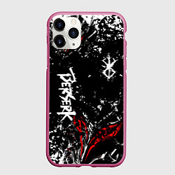 Чехол iPhone 11 Pro матовый Берсерк Черная маска, цвет: 3D-малиновый