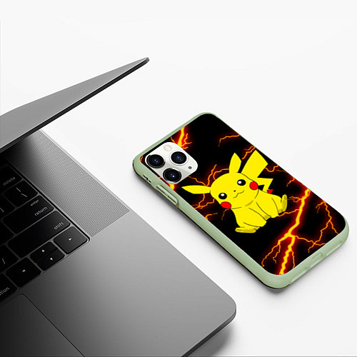 Чехол iPhone 11 Pro матовый PIKACHU PIKA PIKA РАЗРЯДЫ МОЛНИЙ / 3D-Салатовый – фото 3