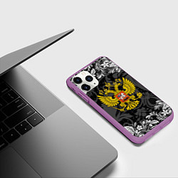 Чехол iPhone 11 Pro матовый Российская Федерация, цвет: 3D-фиолетовый — фото 2