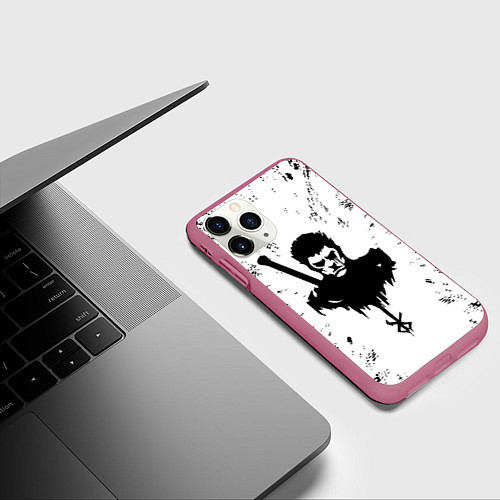 Чехол iPhone 11 Pro матовый Берсерк Berserk / 3D-Малиновый – фото 3