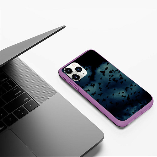 Чехол iPhone 11 Pro матовый Flock of birds / 3D-Фиолетовый – фото 3