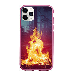 Чехол iPhone 11 Pro матовый Пикник в лесу, цвет: 3D-малиновый