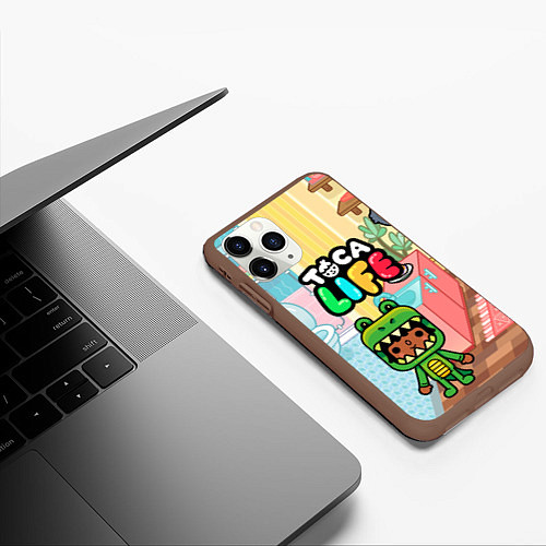 Чехол iPhone 11 Pro матовый Toca Life: Crocodile / 3D-Коричневый – фото 3