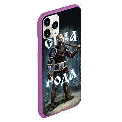 Чехол iPhone 11 Pro матовый Сила Рода Славянский воин, цвет: 3D-фиолетовый — фото 2