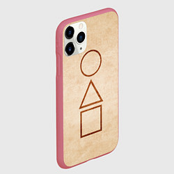 Чехол iPhone 11 Pro матовый Игра в кальмара: Основные фигуры, цвет: 3D-малиновый — фото 2
