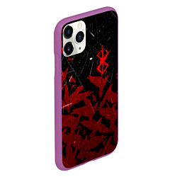 Чехол iPhone 11 Pro матовый БЕРСЕРК КЛЕЙМО ЛОГО СТАЯ ВОРОН, RED CROW, цвет: 3D-фиолетовый — фото 2