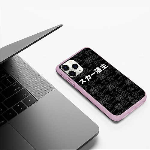 Чехол iPhone 11 Pro матовый SCARLXRD WHITE LOGO PATTERN КОНТУР / 3D-Розовый – фото 3