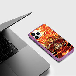 Чехол iPhone 11 Pro матовый Пламенный столб Ренгоку Кенджуро, цвет: 3D-фиолетовый — фото 2