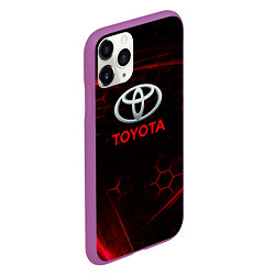 Чехол iPhone 11 Pro матовый Toyota Неоновые соты, цвет: 3D-фиолетовый — фото 2