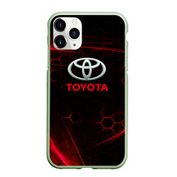 Чехол iPhone 11 Pro матовый Toyota Неоновые соты, цвет: 3D-салатовый