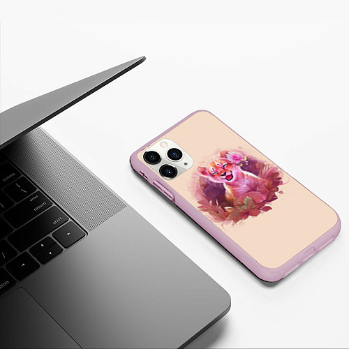 Чехол iPhone 11 Pro матовый Маленький Тигрёнок / 3D-Розовый – фото 3