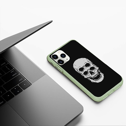 Чехол iPhone 11 Pro матовый Terrible Skull / 3D-Салатовый – фото 3