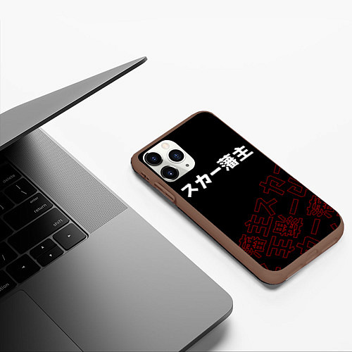 Чехол iPhone 11 Pro матовый SCARLXRD RED STYLE LOGO / 3D-Коричневый – фото 3